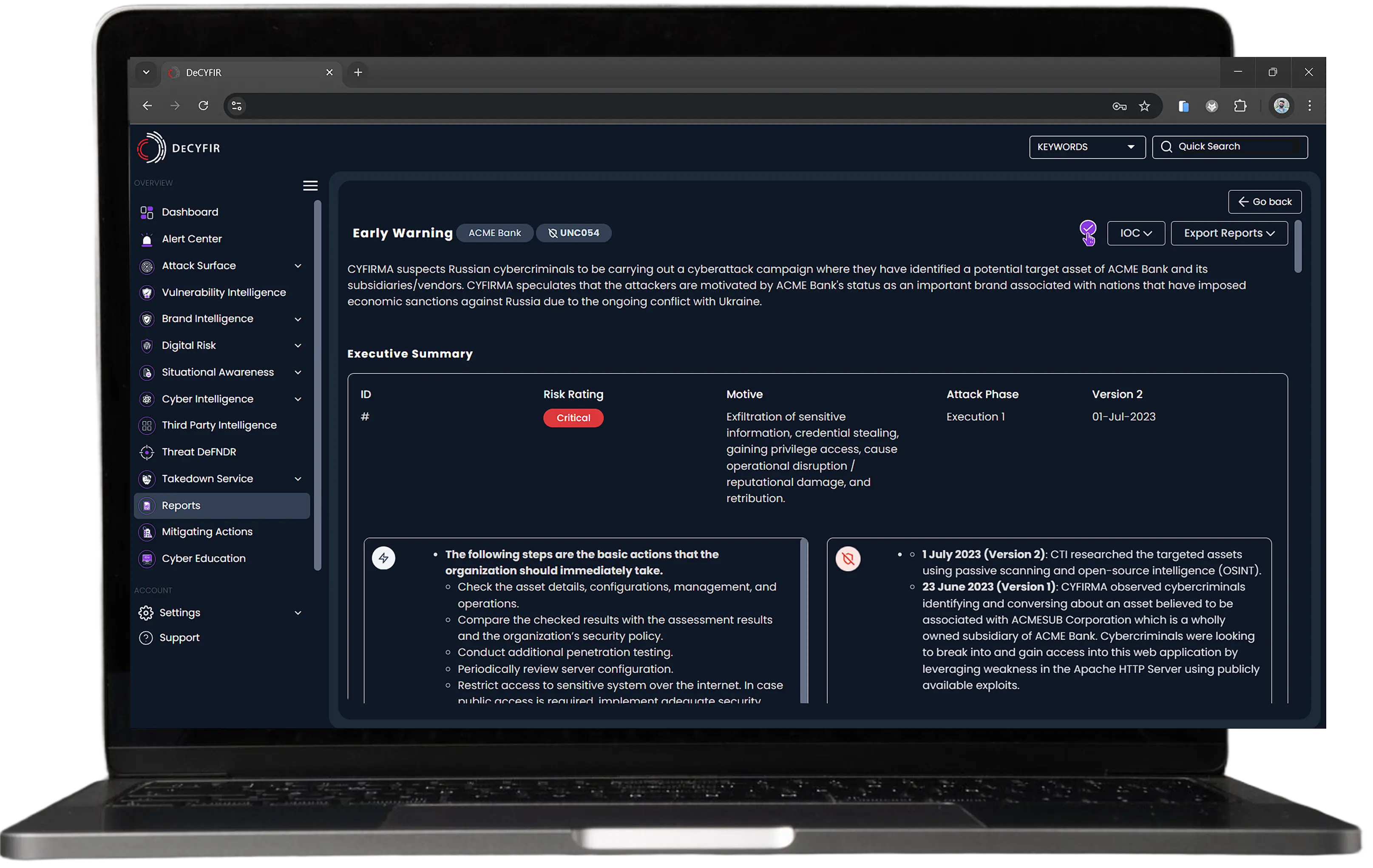 Threat Actors Intent Analysis Cyfirma